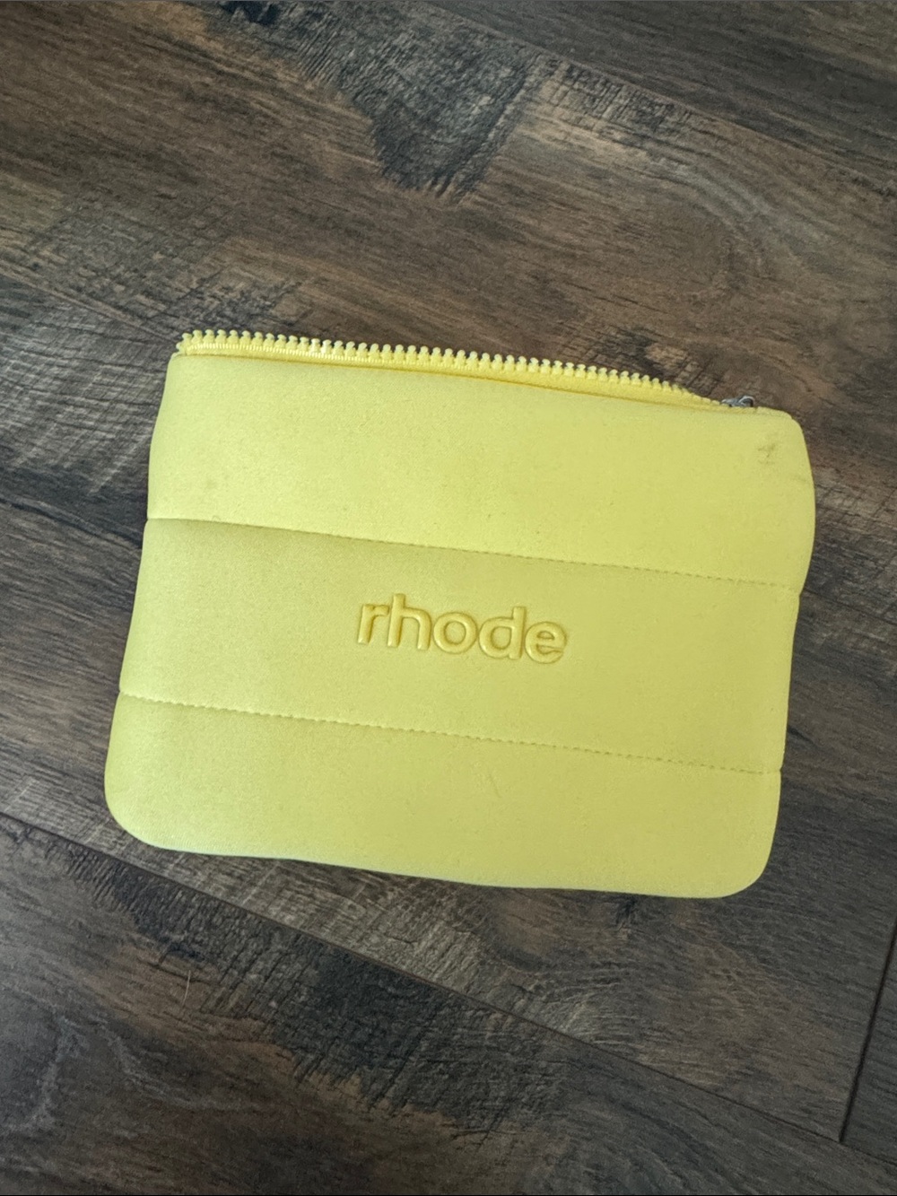 RHODE Bright Yellow Embossed Zip Pouch
